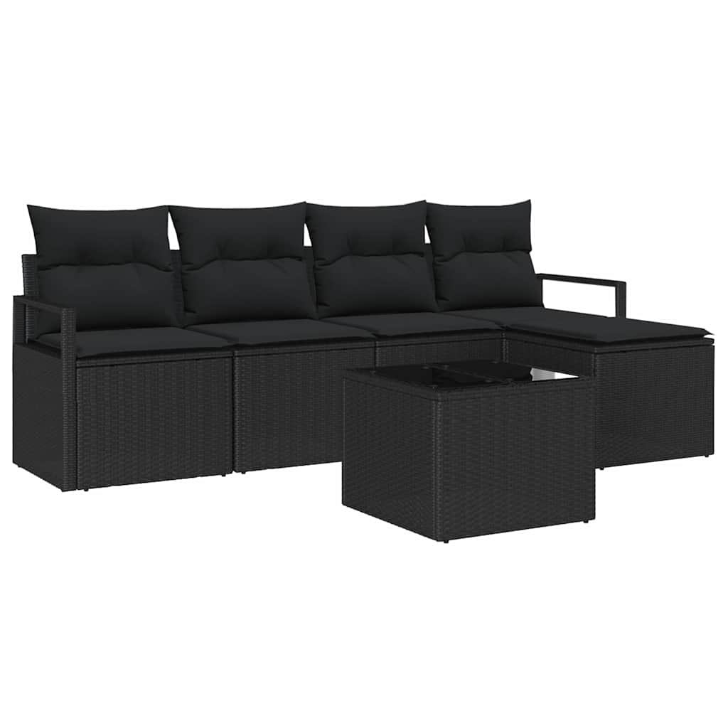 8721288352934_wbg-an-m_en_hd_5 vidaXL Garden Sofa Set 6 pcs Black Poly Rattan and Powder-Coated Steel - Image 2