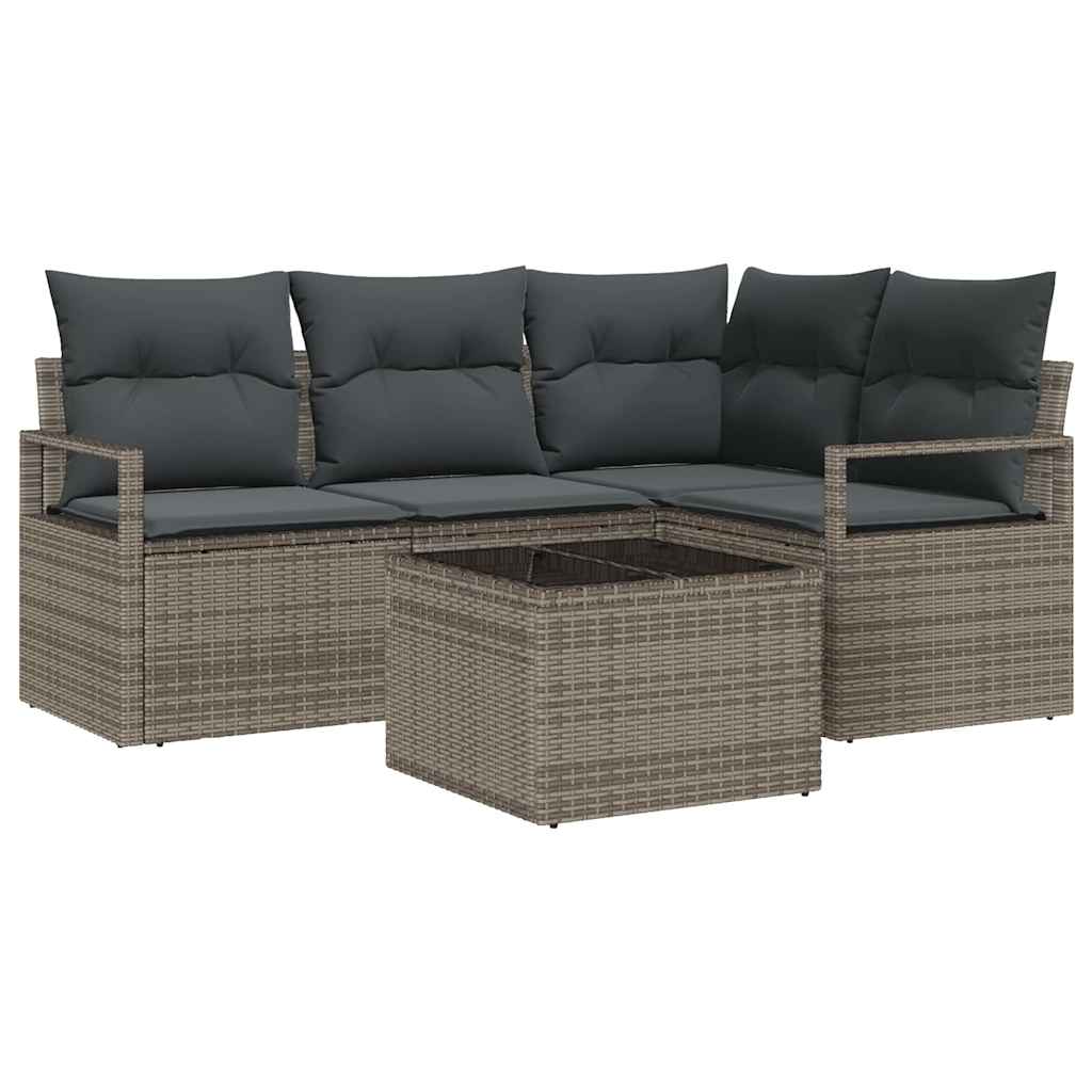 8721288353092_wbg-an-m_en_hd_5 vidaXL Garden Sofa Set with Cushion with Storage 5 pcs Light Grey - Image 2