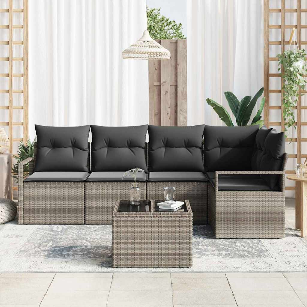 8721288353290_mo-im_en_hd_2 vidaXL Garden Sofa Set with Cushion with Storage 6 pcs Light Grey - Image 3