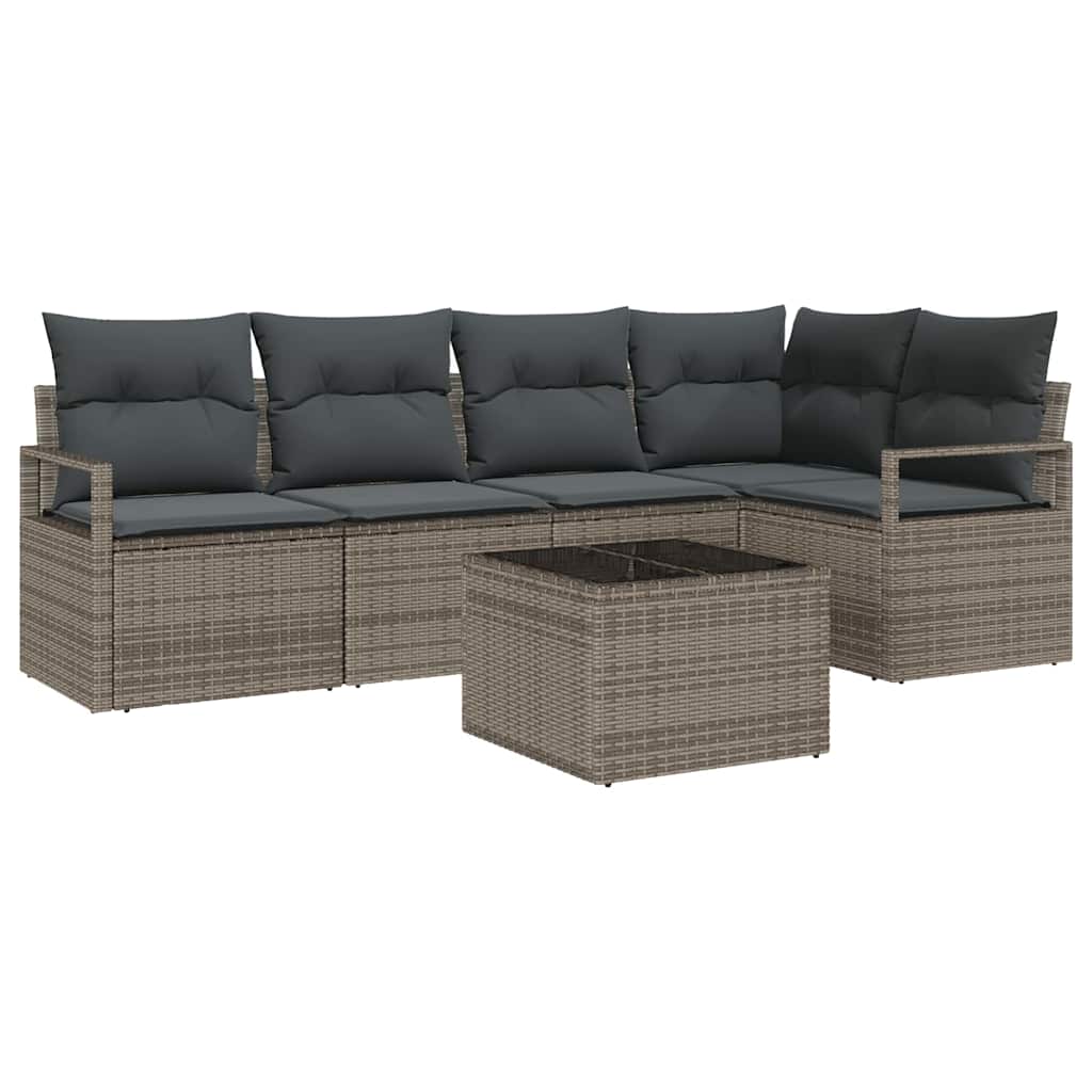 8721288353290_wbg-an-m_en_hd_5 vidaXL Garden Sofa Set with Cushion with Storage 6 pcs Light Grey - Image 2