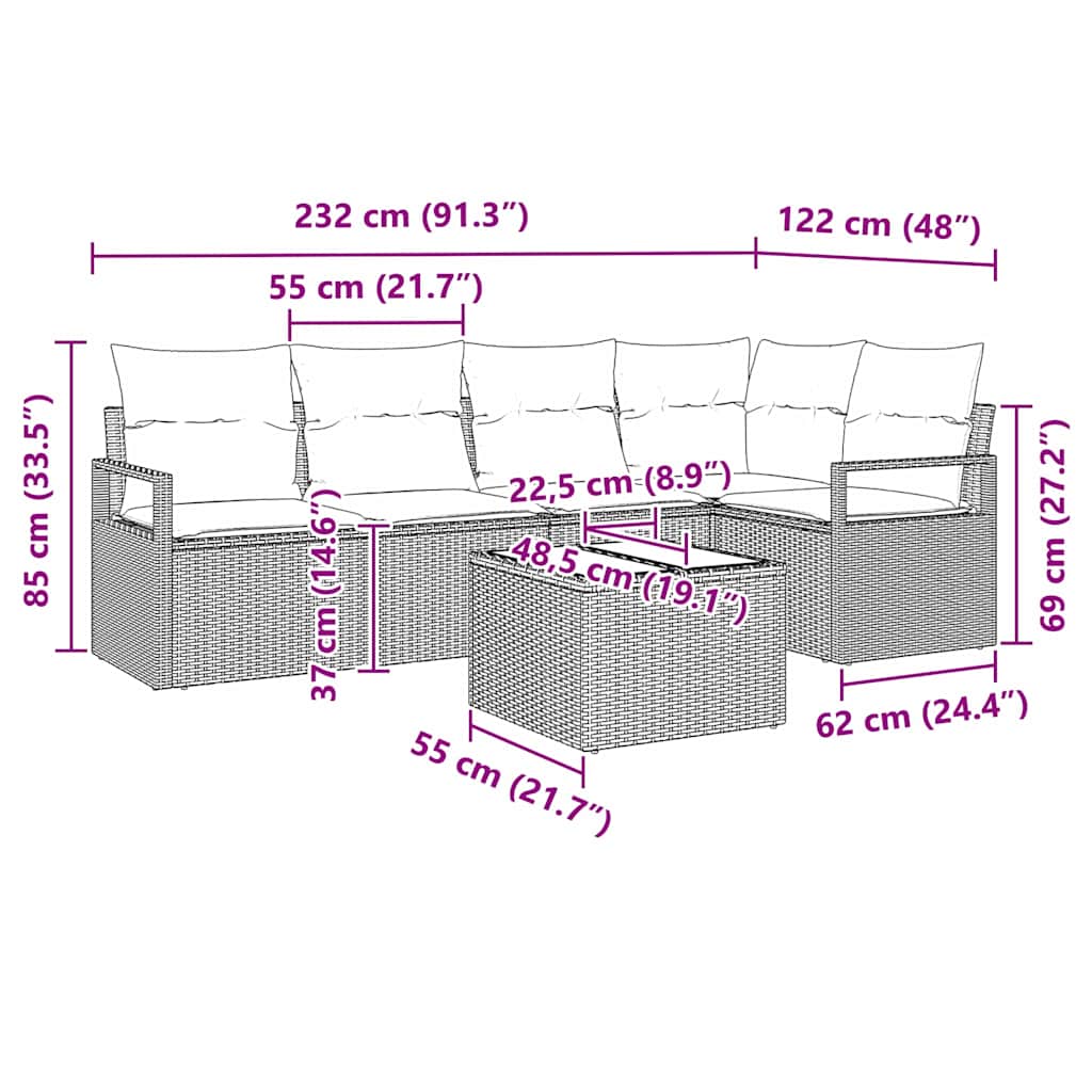 8721288353290_wbg-siz_en_hd_1 vidaXL Garden Sofa Set with Cushion with Storage 6 pcs Light Grey - Image 13