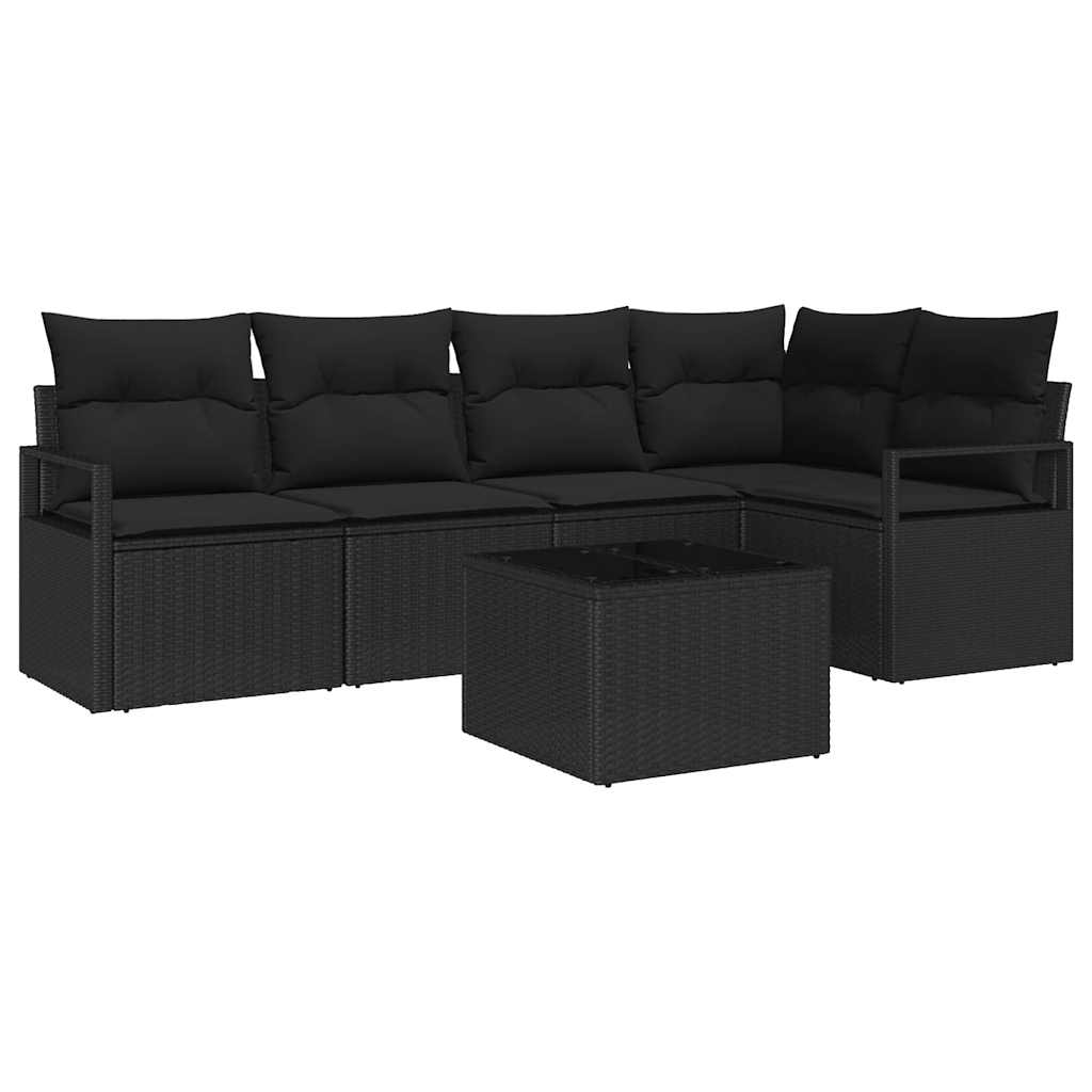 8721288353337_wbg-an-m_en_hd_5 vidaXL Garden Sofa Set 6 pcs Black Poly Rattan and Powder-Coated Steel - Image 2