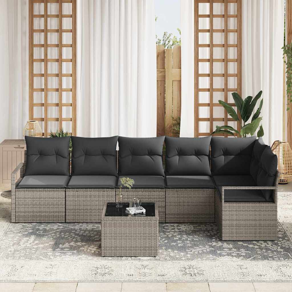 8721288353498_mo-im_en_hd_2 vidaXL Garden Sofa Set with Cushion with Storage 7 pcs Light Grey - Image 3