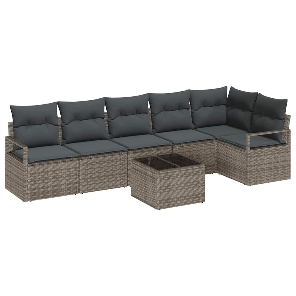 8721288353498_wbg-an-m_en_hd_5 vidaXL Garden Sofa Set with Cushion with Storage 7 pcs Light Grey - Image 2