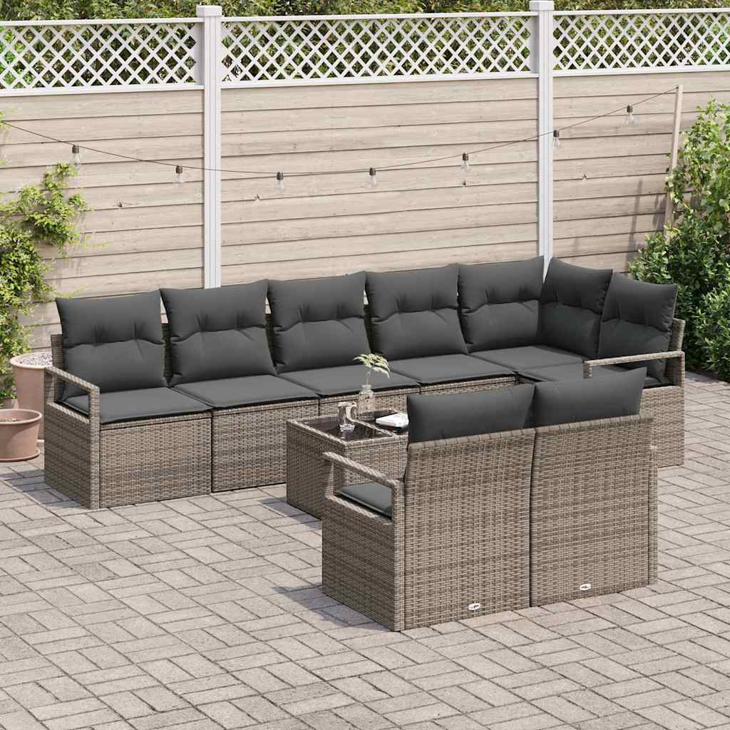 8721288353795_mo-im_en_hd_2 vidaXL Garden Sofa Set with Cushion with Storage 9 pcs Light Grey - Image 3