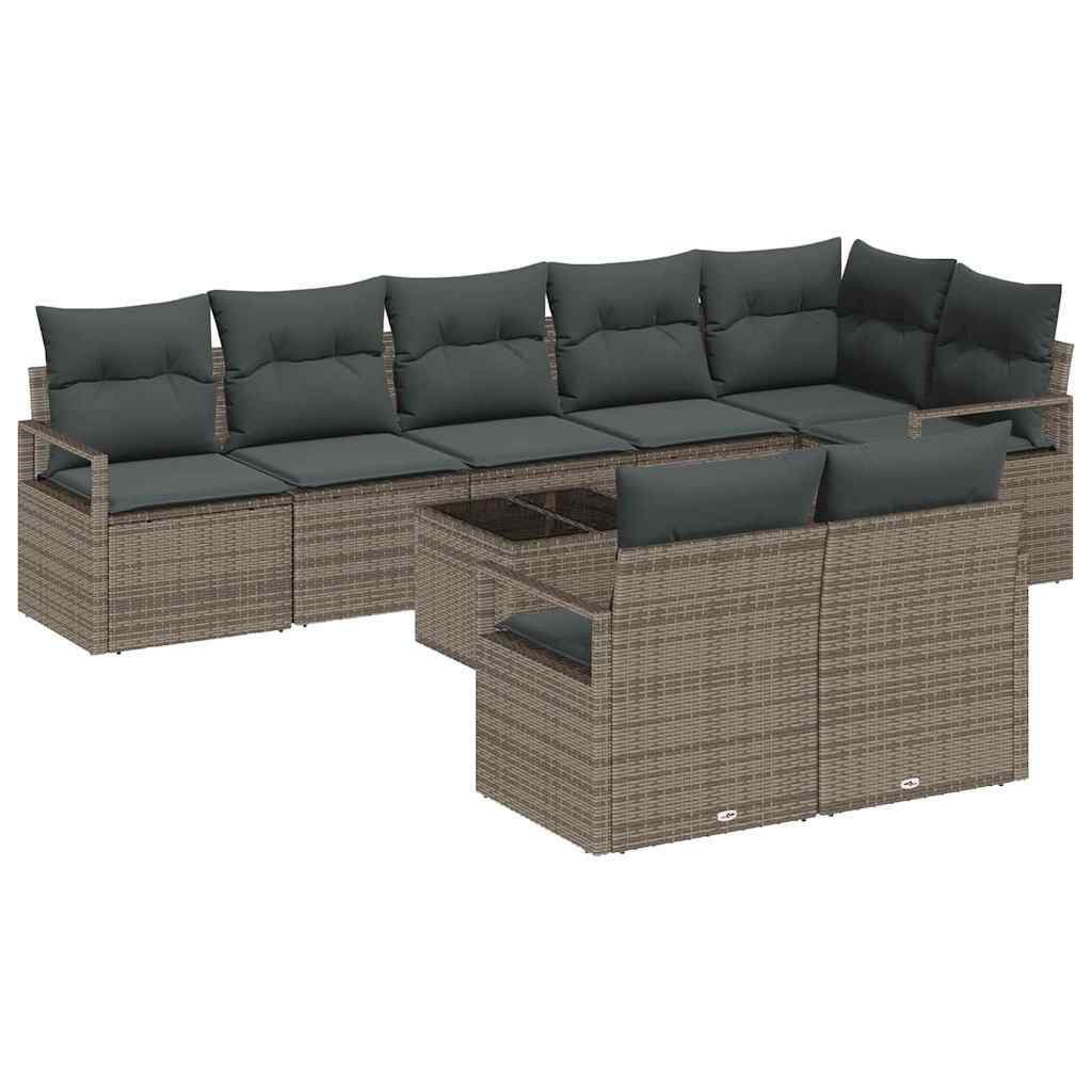 8721288353795_wbg-an-m_en_hd_5 vidaXL Garden Sofa Set with Cushion with Storage 9 pcs Light Grey - Image 2