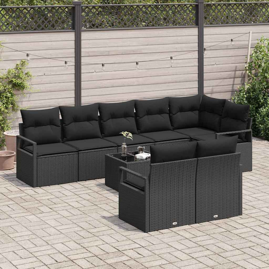 8721288353832_mo-im_en_hd_2 vidaXL Garden Sofa Set 9 pcs Black Poly Rattan and Powder-Coated Steel - Image 3