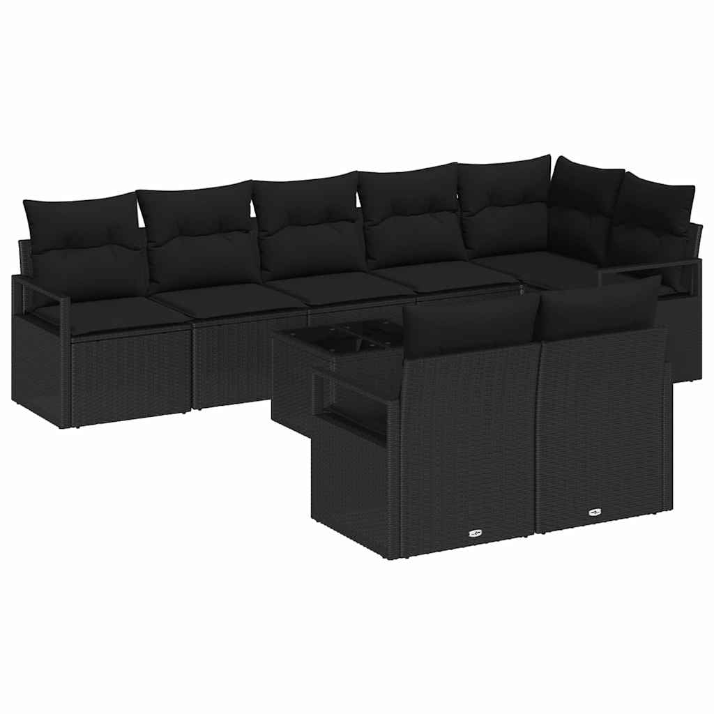 8721288353832_wbg-an-m_en_hd_5 vidaXL Garden Sofa Set 9 pcs Black Poly Rattan and Powder-Coated Steel - Image 2