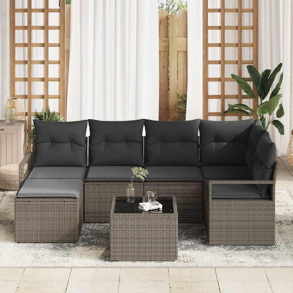 8721288353993_mo-im_en_hd_2 vidaXL Garden Sofa Set with Cushion with Storage 7 pcs Light Grey - Image 3