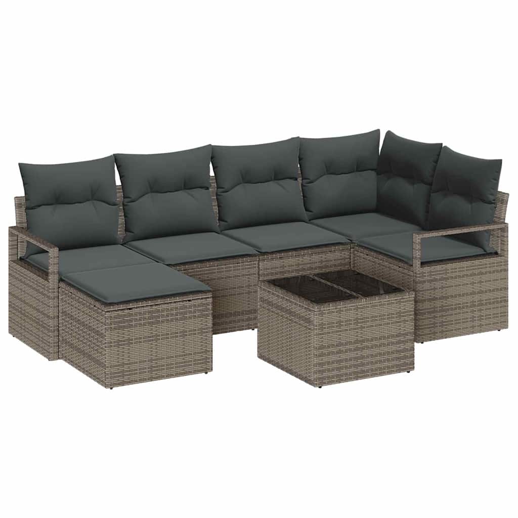 8721288353993_wbg-an-m_en_hd_6 vidaXL Garden Sofa Set with Cushion with Storage 7 pcs Light Grey - Image 2