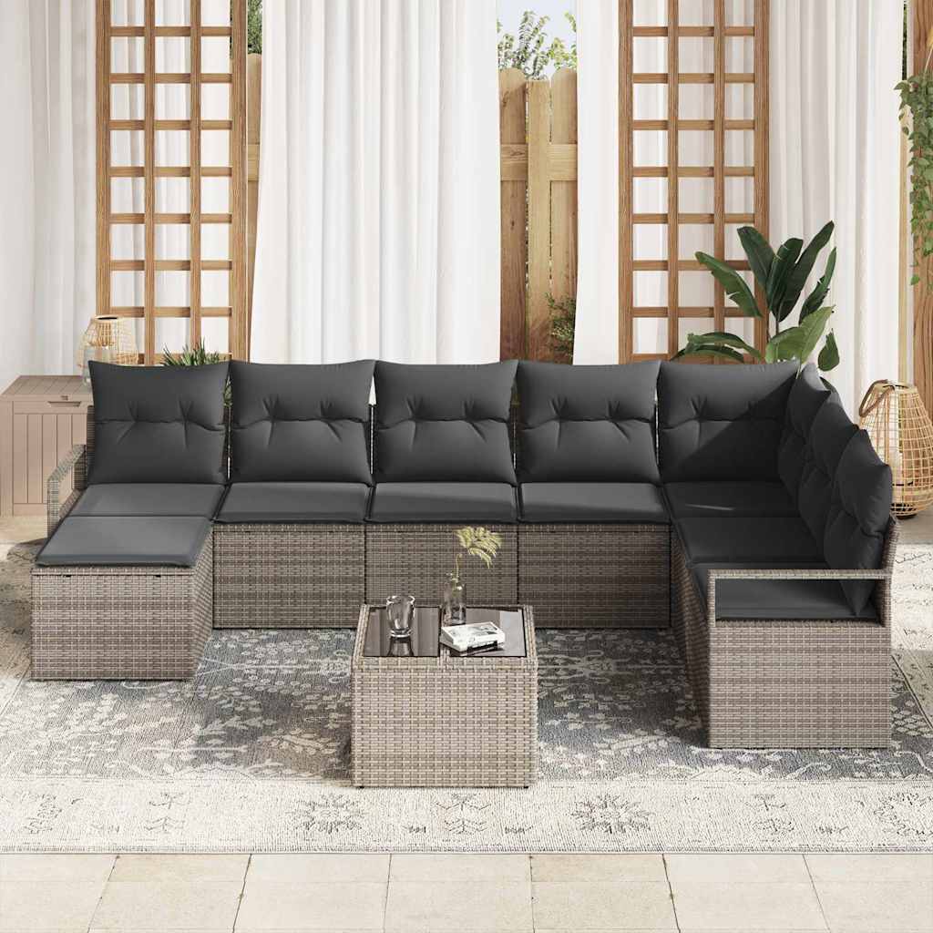 8721288354495_mo-im_en_hd_2 vidaXL Garden Sofa Set with Cushion with Storage 9 pcs Light Grey - Image 3