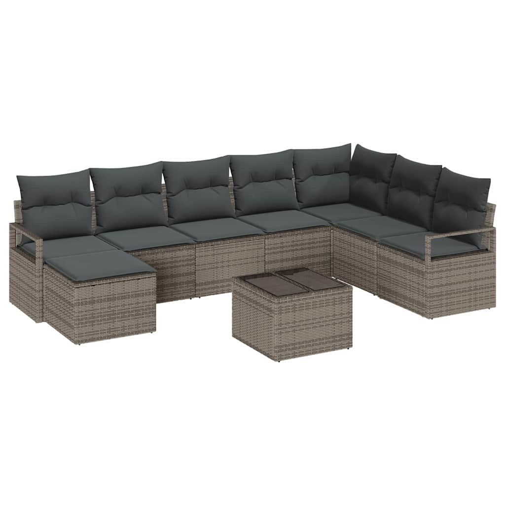 8721288354495_wbg-an-m_en_hd_6 vidaXL Garden Sofa Set with Cushion with Storage 9 pcs Light Grey - Image 2