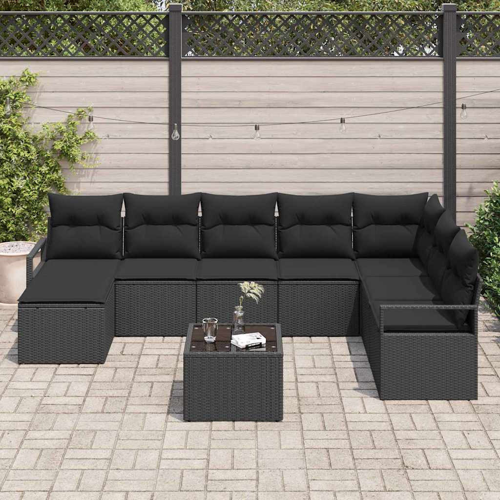8721288354532_mo-im_en_hd_2 vidaXL Garden Sofa Set 9 pcs Black Poly Rattan and Powder-Coated Steel - Image 3