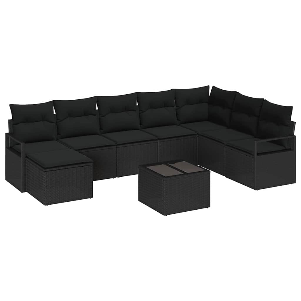 8721288354532_wbg-an-m_en_hd_6 vidaXL Garden Sofa Set 9 pcs Black Poly Rattan and Powder-Coated Steel - Image 2