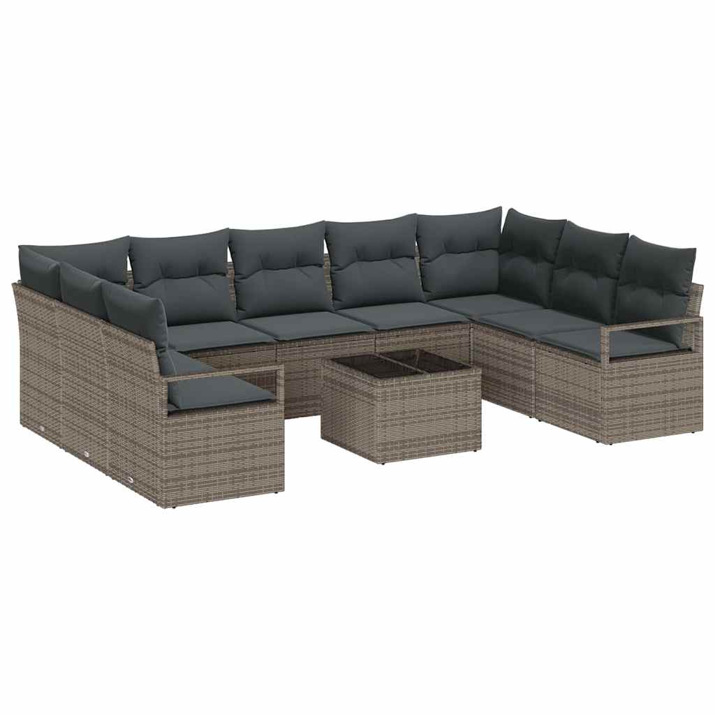 8721288354891_wbg-an-m_en_hd_5 vidaXL Garden Sofa Set with Cushion with Storage 10 pcs Light Grey - Image 2