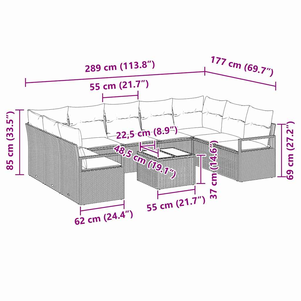 8721288354938_wbg-siz_en_hd_1 vidaXL Garden Sofa Set 10 pcs Black Poly Rattan, Powder-Coated Steel - Image 13