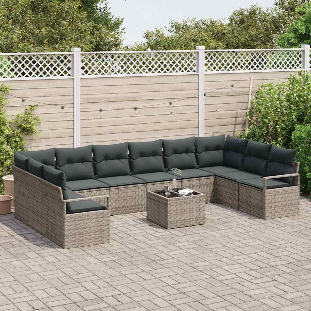 8721288355096_mo-im_en_hd_2 vidaXL Garden Sofa Set with Cushion with Storage 11 pcs Light Grey - Image 3