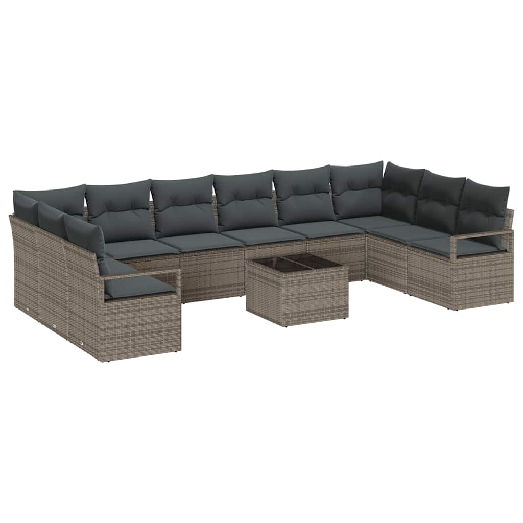 8721288355096_wbg-an-m_en_hd_5 vidaXL Garden Sofa Set with Cushion with Storage 11 pcs Light Grey - Image 2