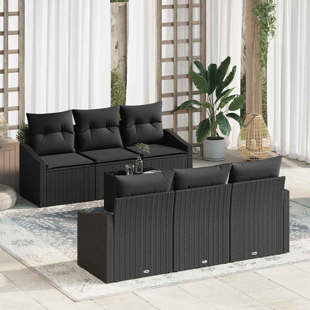 vidaXL Garden Sofa Set with Cushion Manual 7 pcs Black 55 x 55 x 37 cm