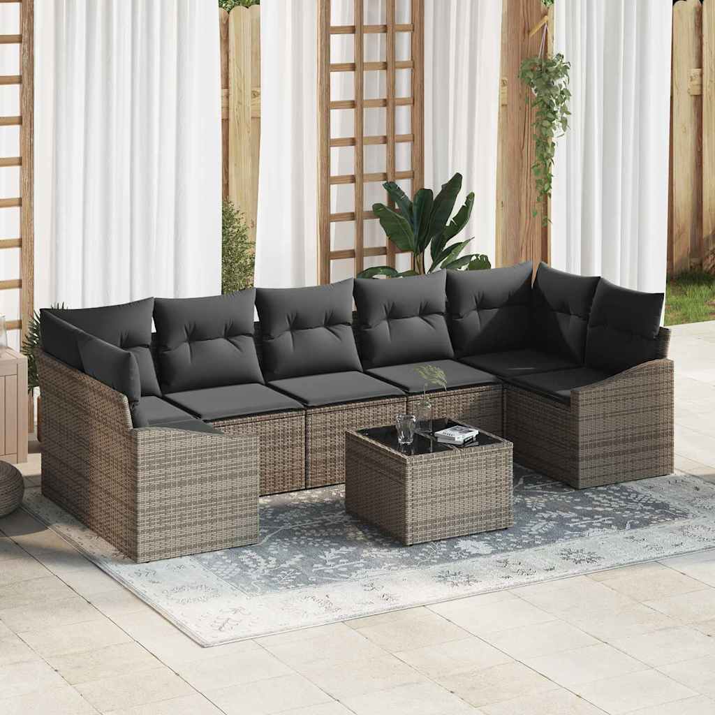 vidaXL Garden Sofa Set with Cushion Manual 8 pcs Grey 55 x 55 x 37 cm
