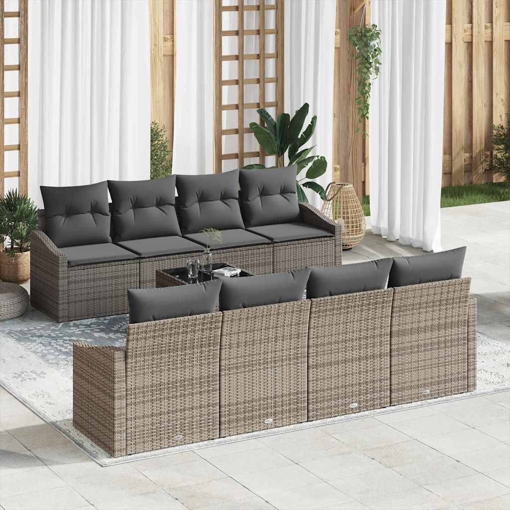 vidaXL Garden Sofa Set with Cushion Manual 7 pcs Grey 55 x 55 x 37 cm