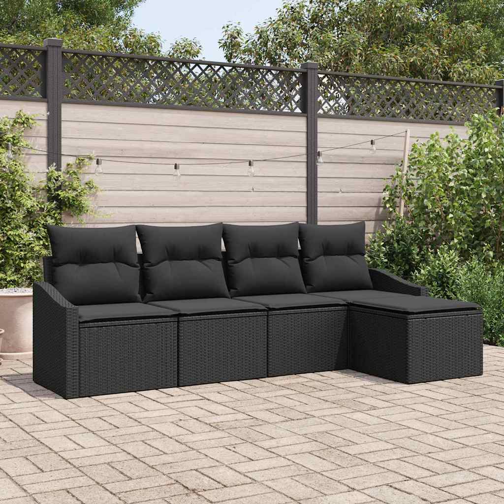 vidaXL Garden Dining Set with Cushion with Storage 5 pcs Black