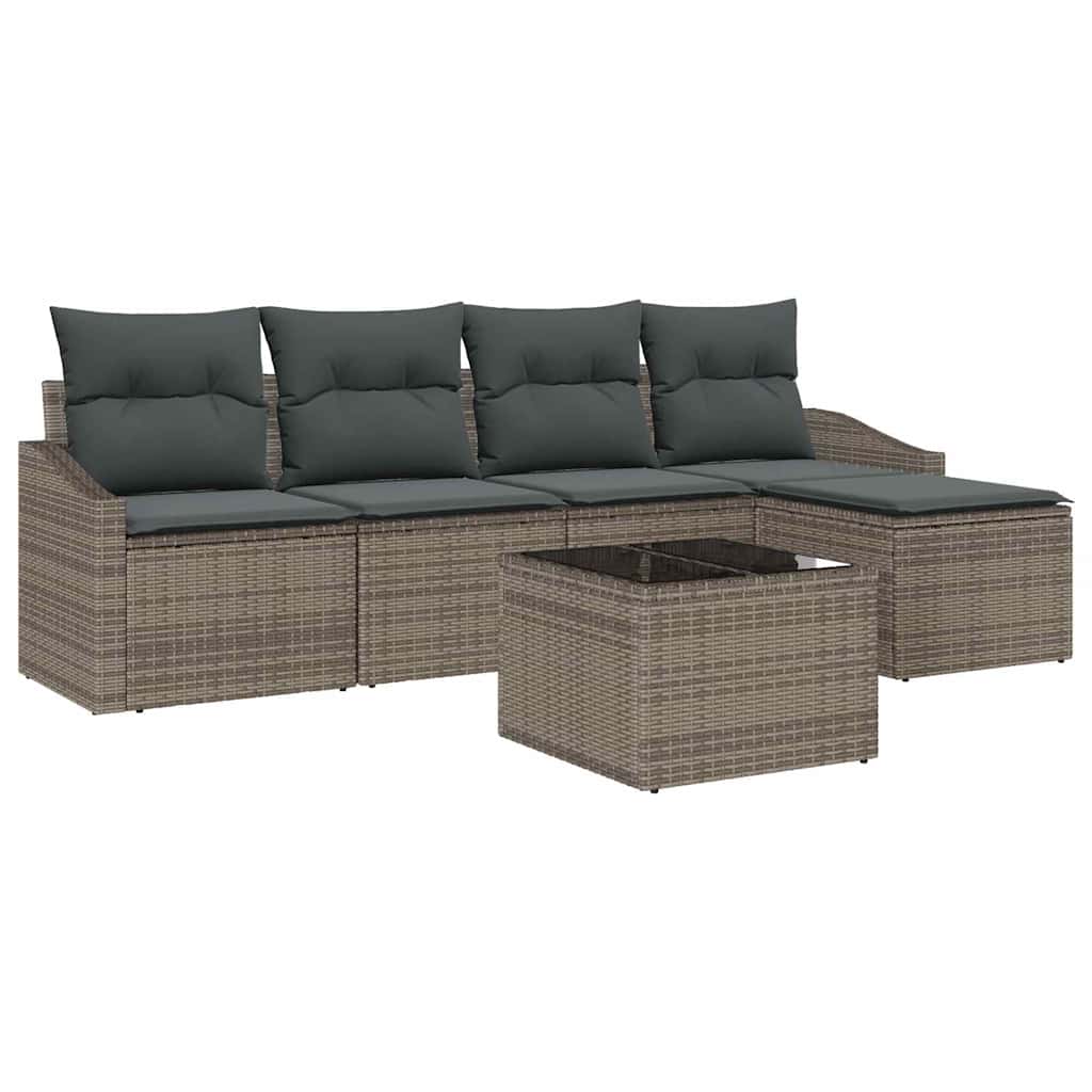 8721288356291_wbg-an-m_en_hd_5 vidaXL Garden Dining Set with Cushion with Storage 6 pcs Light Grey - Image 2