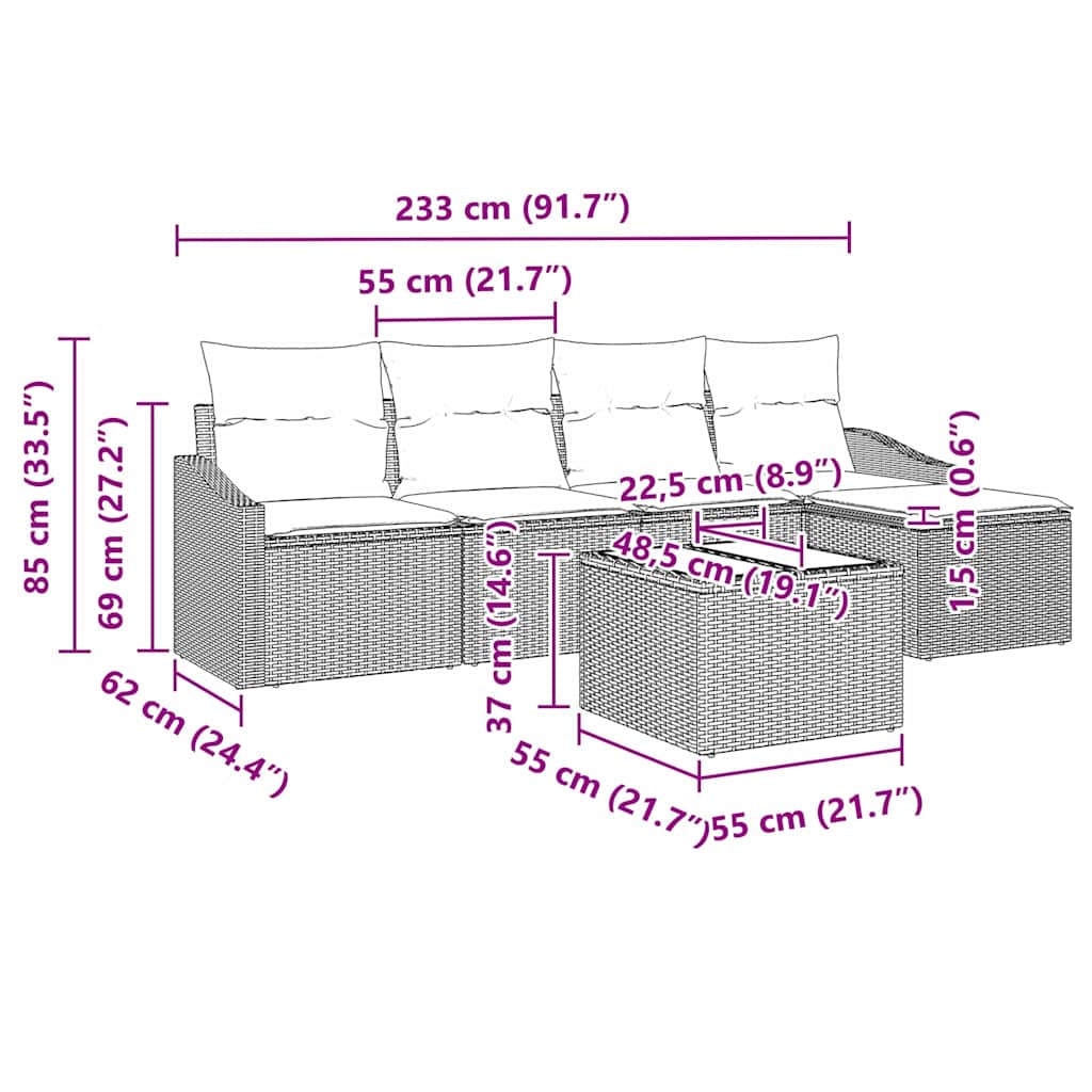 8721288356291_wbg-siz_en_hd_1 vidaXL Garden Dining Set with Cushion with Storage 6 pcs Light Grey - Image 13