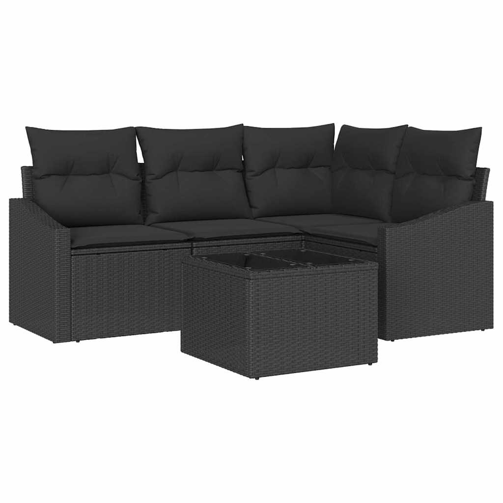 8721288356536_wbg-an-m_en_hd_5 vidaXL Garden Dining Set with Cushion with Storage 5 pcs Black - Image 2