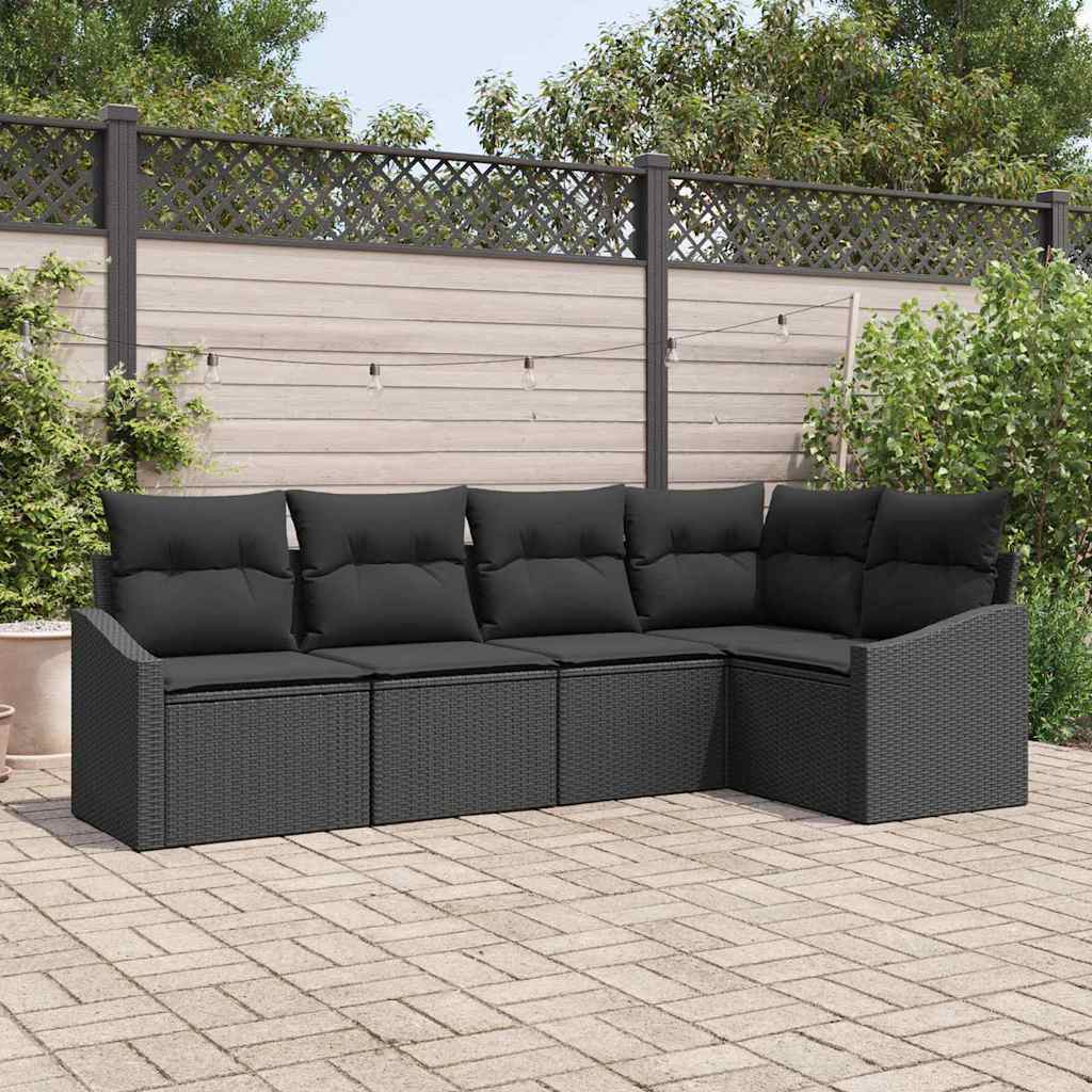 vidaXL Garden Dining Set with Cushion with Storage 5 pcs Black