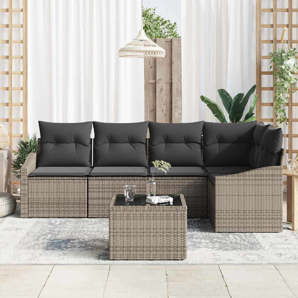 8721288356697_mo-im_en_hd_2 vidaXL Garden Dining Set with Cushion with Storage 6 pcs Light Grey - Image 3