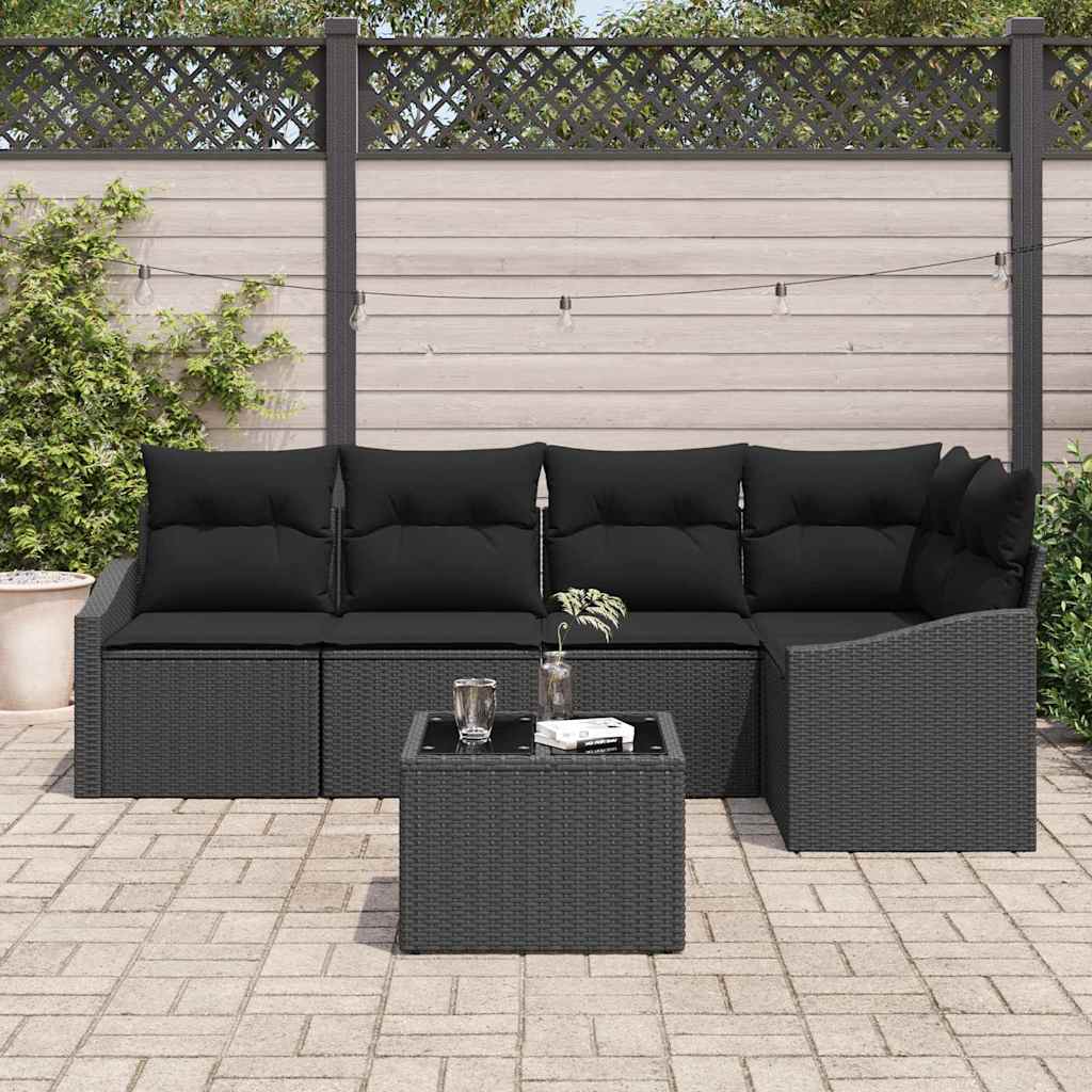8721288356734_mo-im_en_hd_2 vidaXL Garden Dining Set with Cushion with Storage 6 pcs Black - Image 3