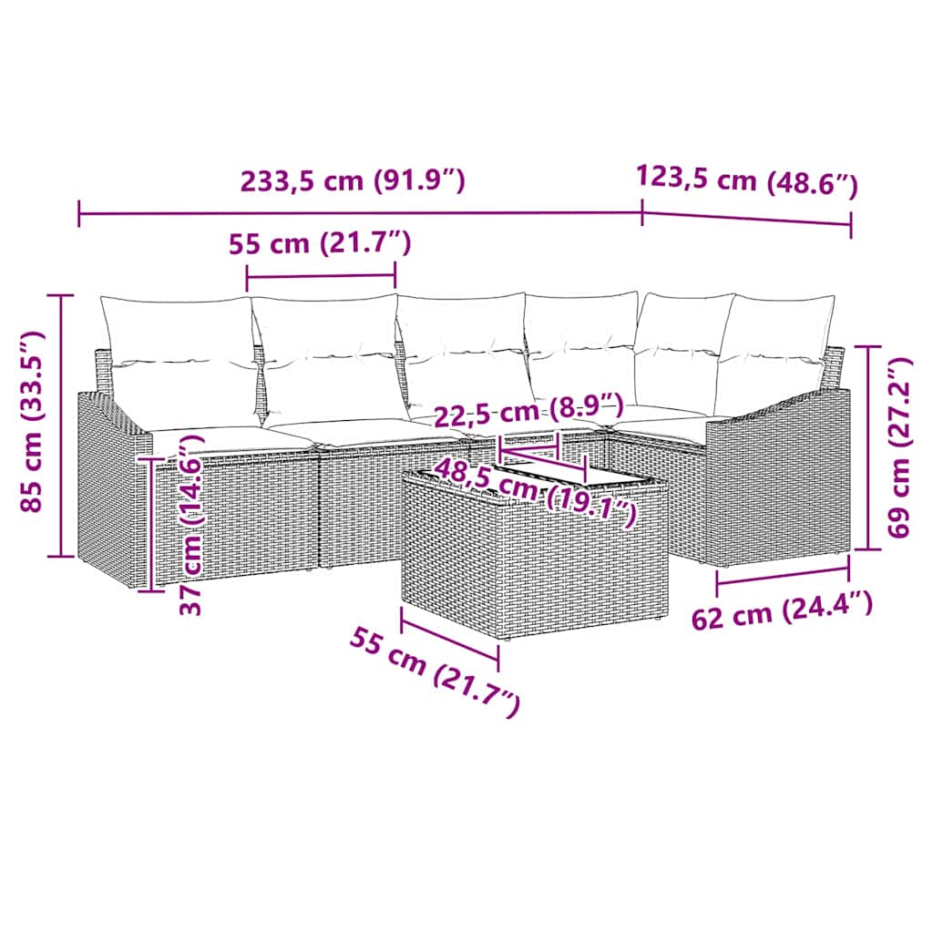 8721288356734_wbg-siz_en_hd_1 vidaXL Garden Dining Set with Cushion with Storage 6 pcs Black - Image 13