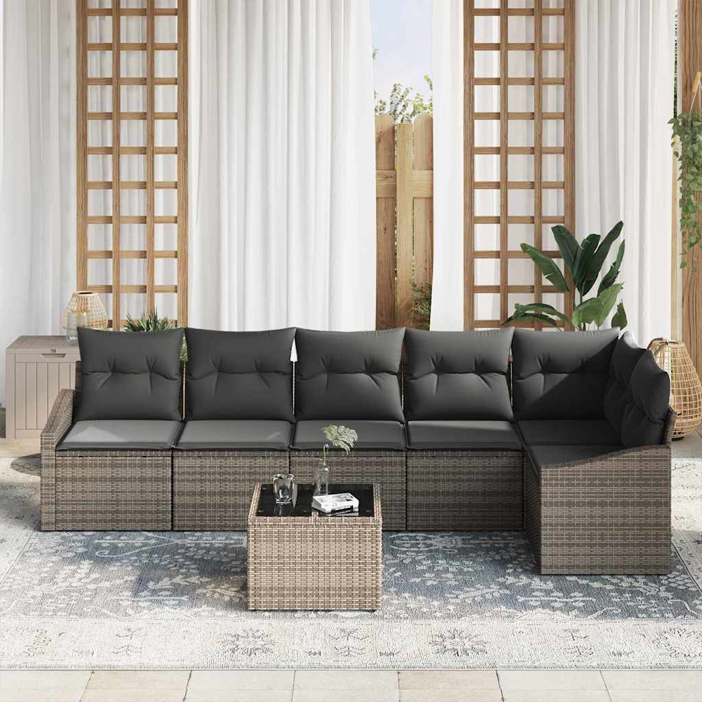 8721288356895_mo-im_en_hd_2 vidaXL Garden Dining Set with Cushion with Storage 7 pcs Light Grey - Image 3