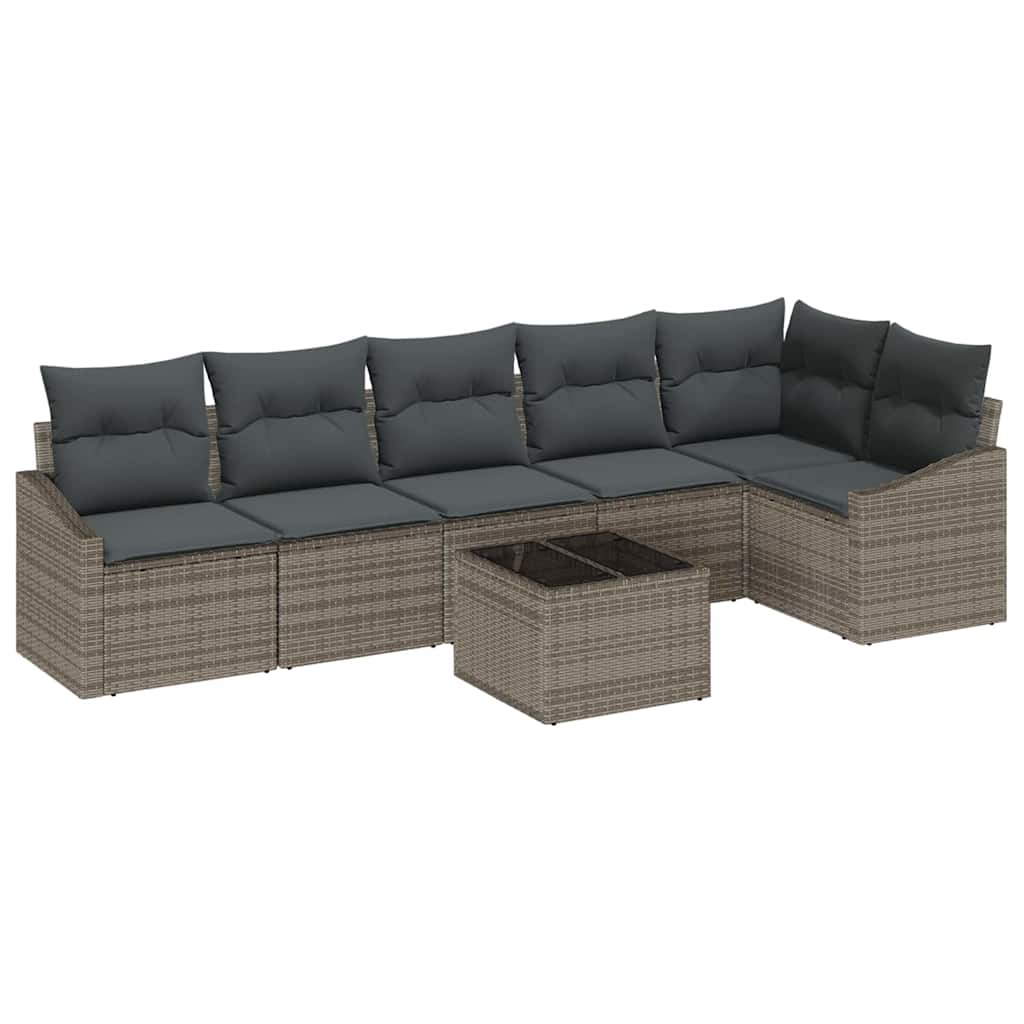 8721288356895_wbg-an-m_en_hd_5 vidaXL Garden Dining Set with Cushion with Storage 7 pcs Light Grey - Image 2