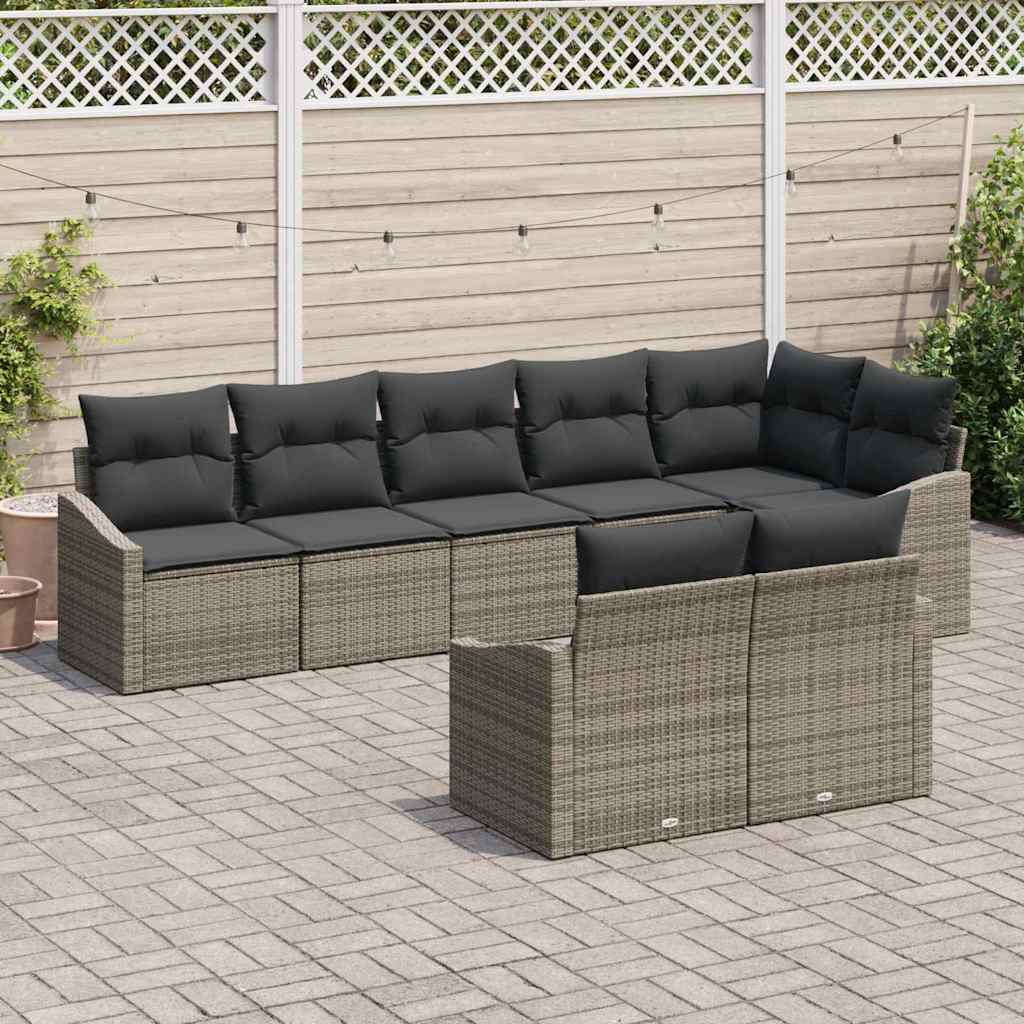 vidaXL Garden Dining Set with Cushion with Storage 8 pcs Grey