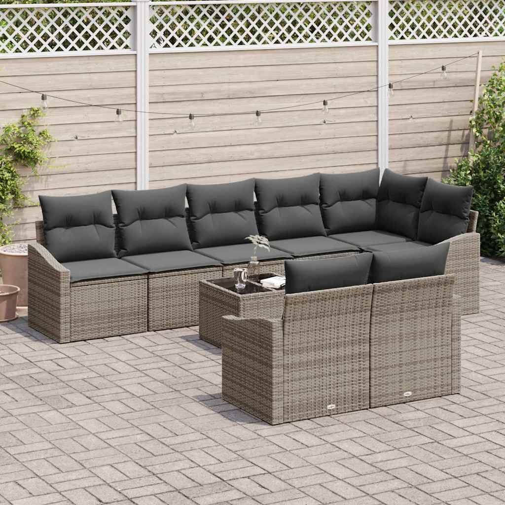 8721288357199_mo-im_en_hd_2 vidaXL Garden Dining Set with Cushion with Storage 9 pcs Light Grey - Image 3