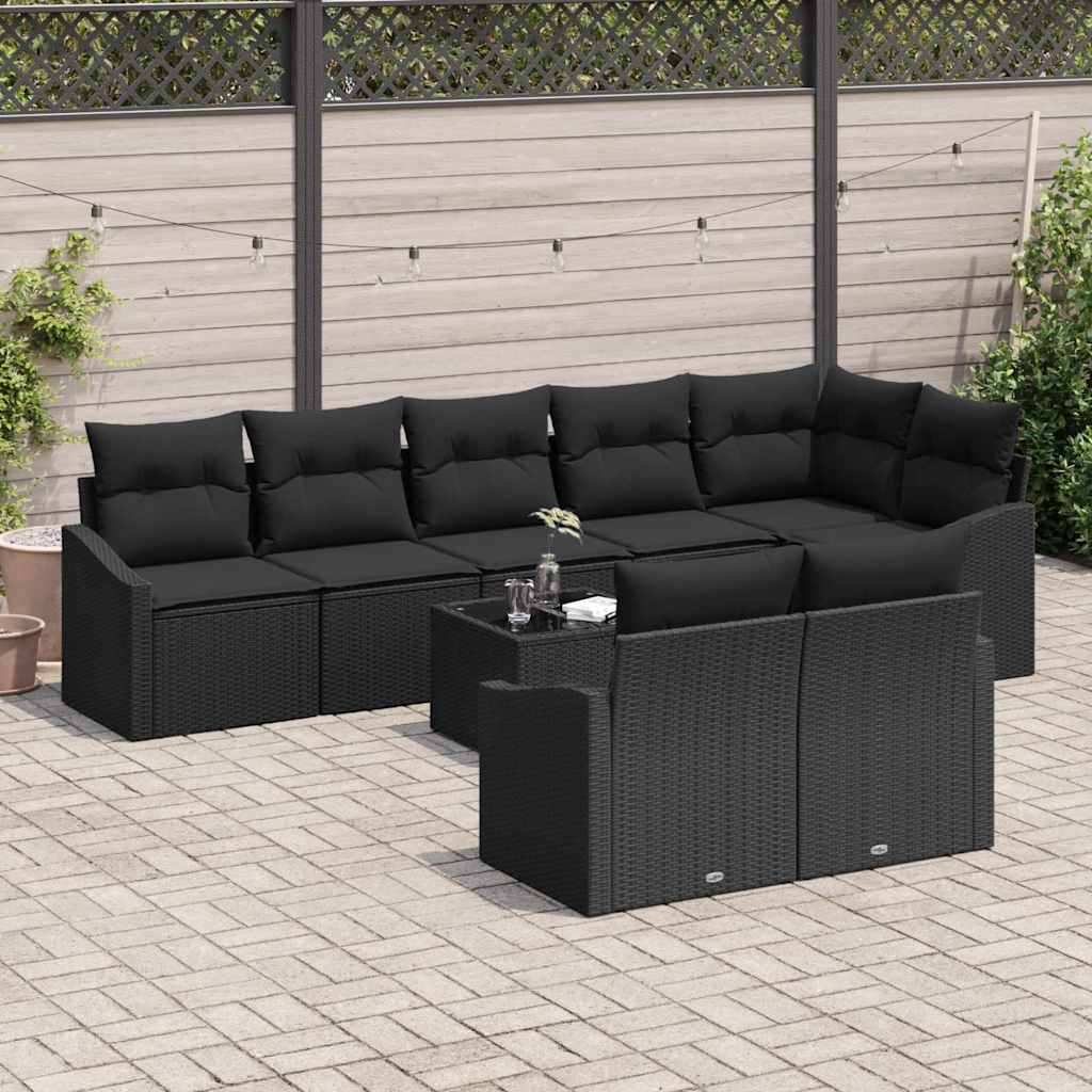 8721288357236_mo-im_en_hd_2 vidaXL Garden Dining Set with Cushion with Storage 9 pcs Black - Image 3