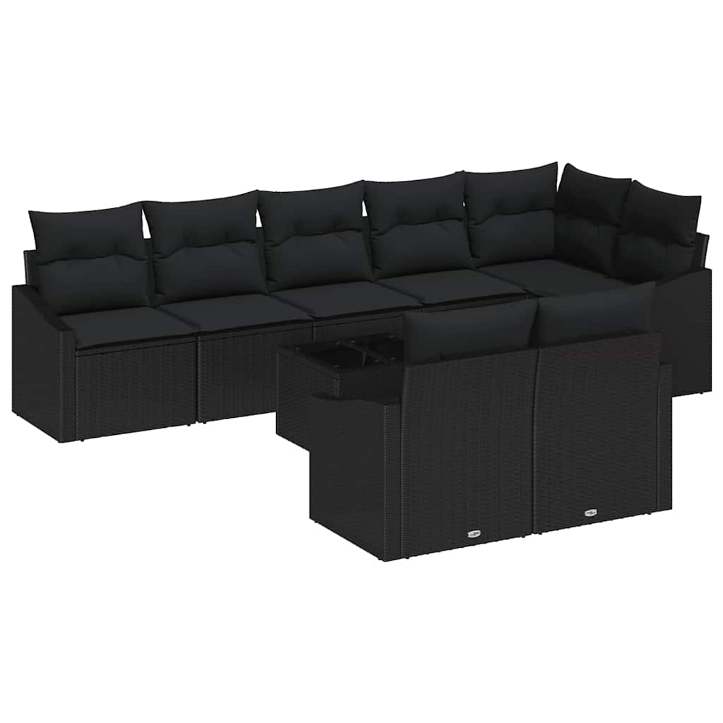 8721288357236_wbg-an-m_en_hd_5 vidaXL Garden Dining Set with Cushion with Storage 9 pcs Black - Image 2