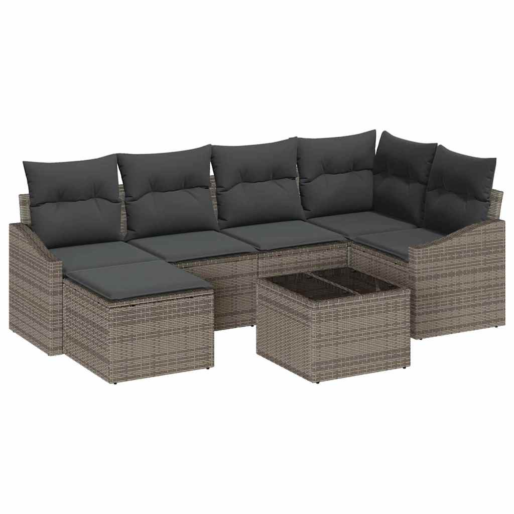 8721288357397_wbg-an-m_en_hd_6 vidaXL Garden Dining Set with Cushion with Storage 7 pcs Light Grey - Image 2