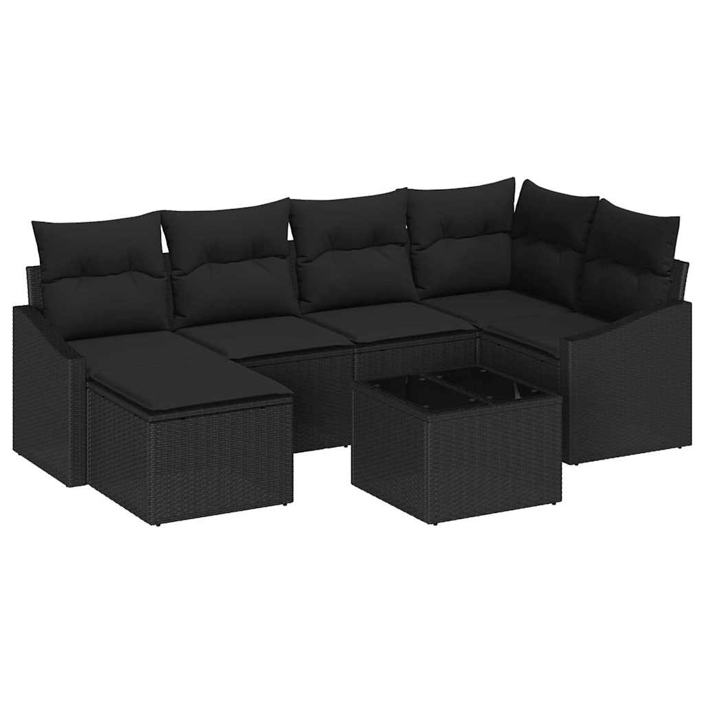 8721288357434_wbg-an-m_en_hd_6 vidaXL Garden Dining Set 7 pcs Black Poly Rattan, Powder-Coated Steel - Image 2