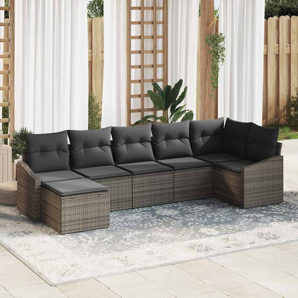 vidaXL Garden Dining Set with Cushion with Storage 7 pcs Grey