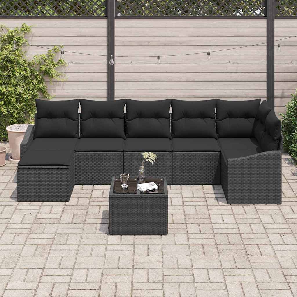 8721288357632_mo-im_en_hd_2 vidaXL Garden Dining Set with Cushion with Storage 8 pcs Black - Image 3