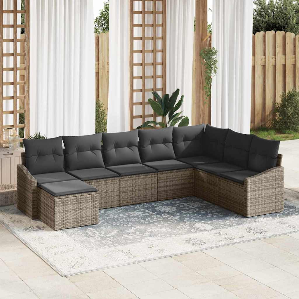 vidaXL Garden Dining Set with Cushion with Storage 8 pcs Grey