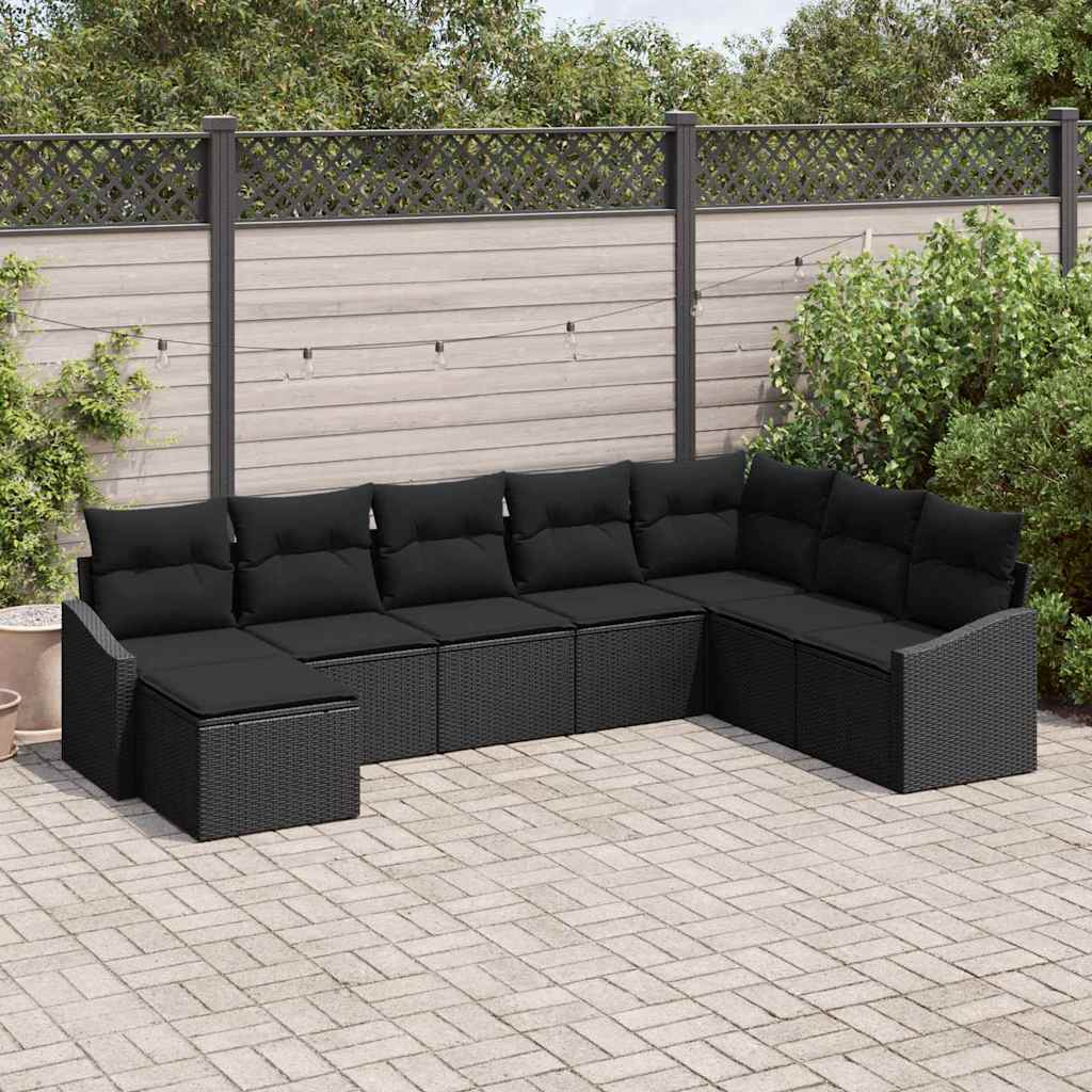 vidaXL Garden Dining Set with Cushion with Storage 8 pcs Black