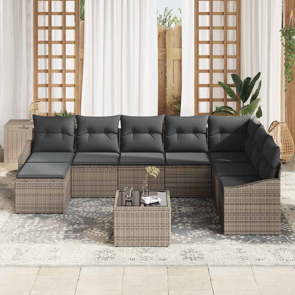 8721288357892_mo-im_en_hd_2 vidaXL Garden Dining Set with Cushion with Storage 9 pcs Light Grey - Image 3