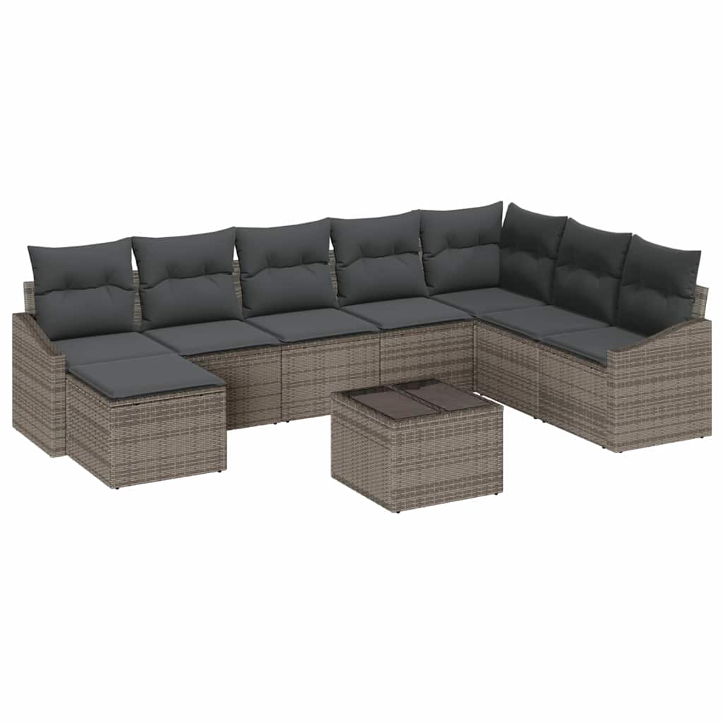 8721288357892_wbg-an-m_en_hd_6 vidaXL Garden Dining Set with Cushion with Storage 9 pcs Light Grey - Image 2