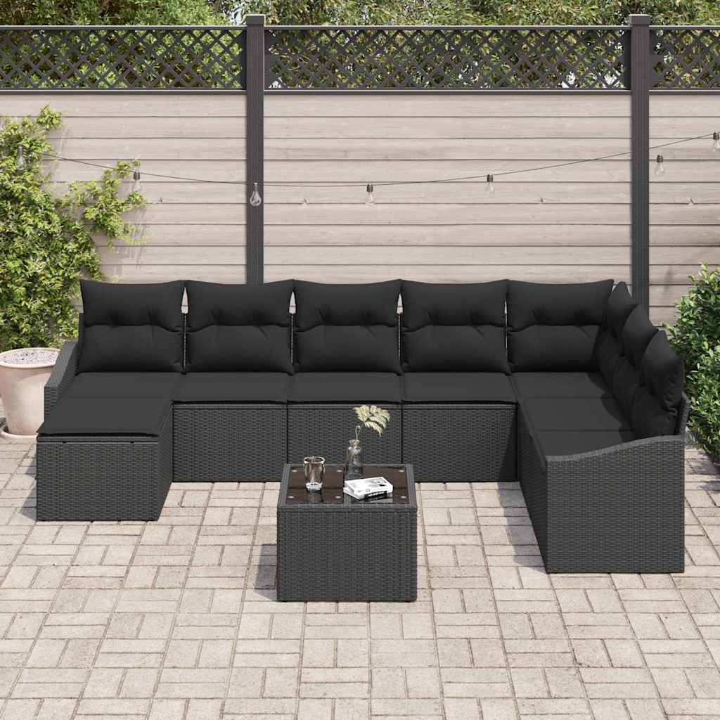 8721288357939_mo-im_en_hd_2 vidaXL Garden Dining Set with Cushion with Storage 9 pcs Black - Image 3