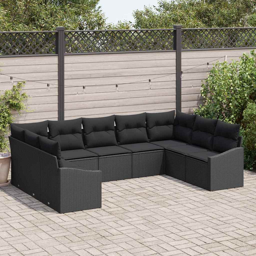 vidaXL Garden Dining Set with Cushion with Storage 9 pcs Black