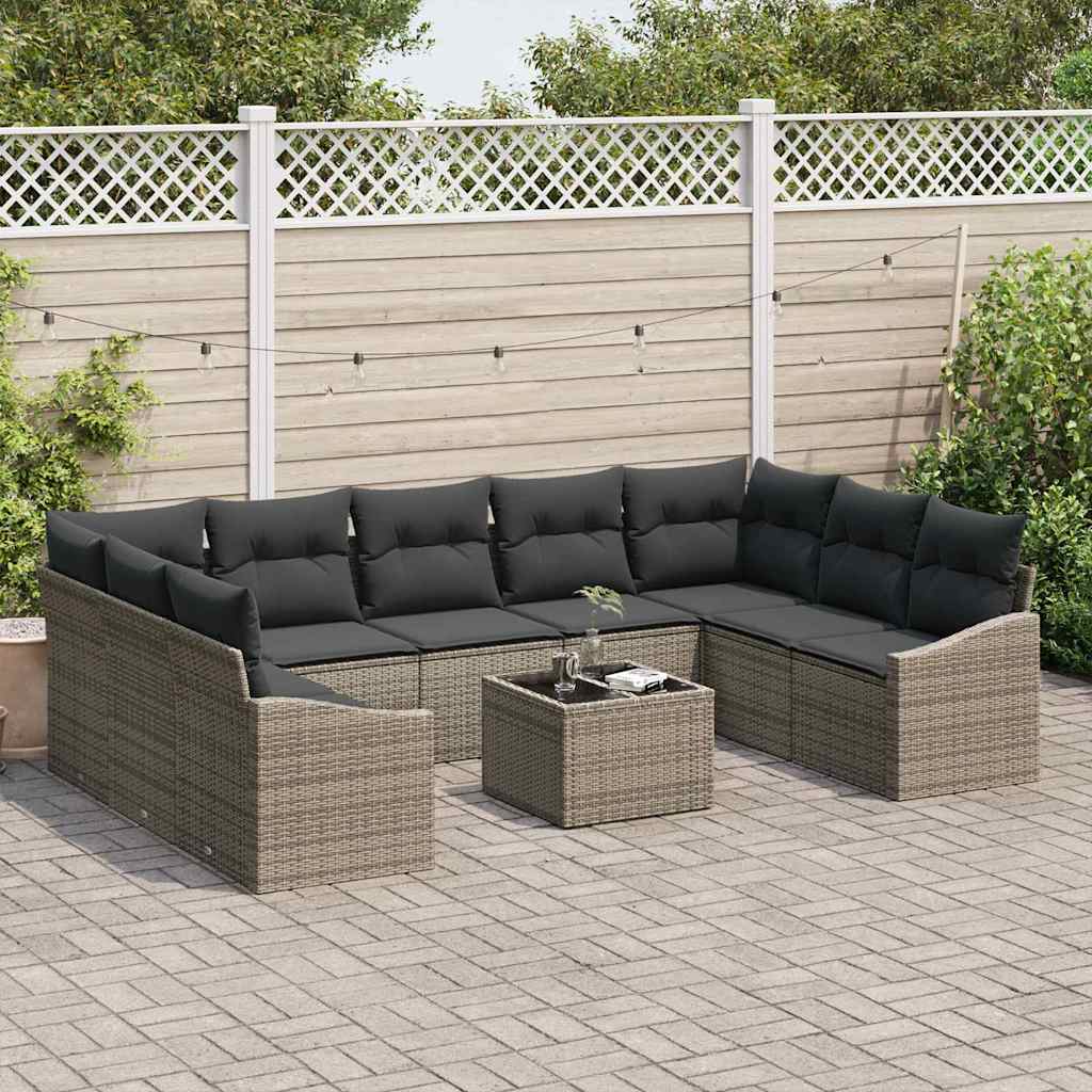 8721288358295_mo-im_en_hd_2 vidaXL Garden Dining Set with Cushion with Storage 10 pcs Light Grey - Image 3